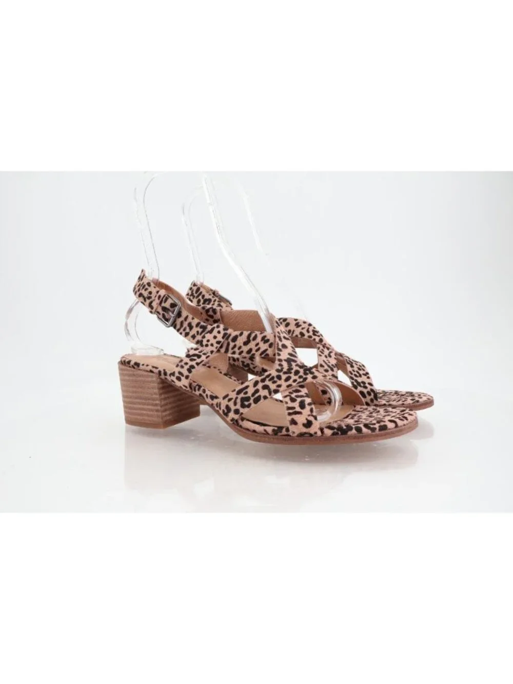 Madewell Alyssa Leopard Strappy Sandals Size 9 Calf Hair Block Heel Slingback